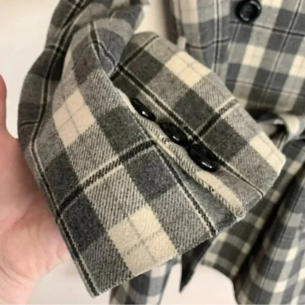 Dolce & Gabbana Vintage Wool Grey Check Plaid Belted Coat 8 - Picture 12 of 16